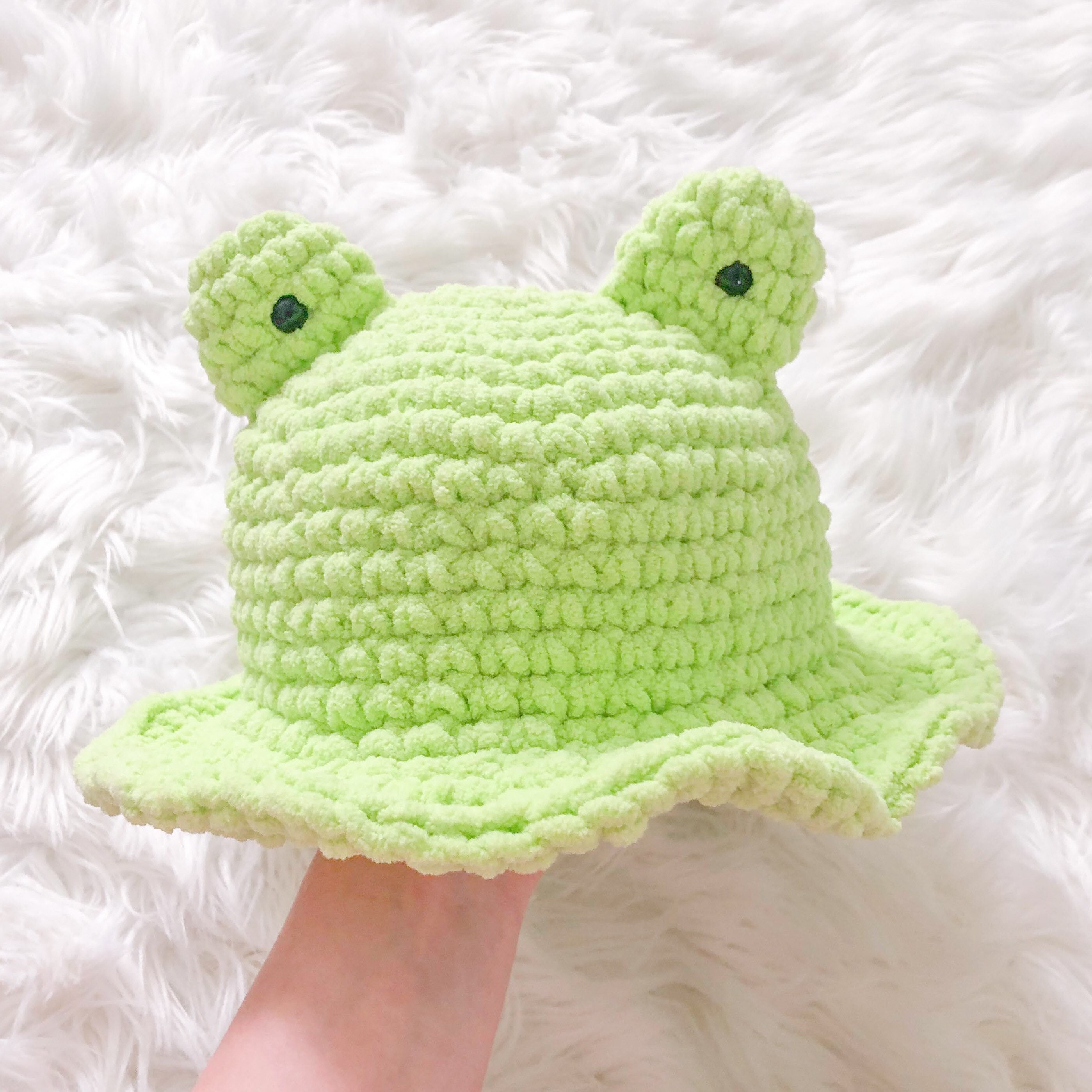 Frog and Bear Crochet Fluffy Bucket Hats -girls Bucket Hat 