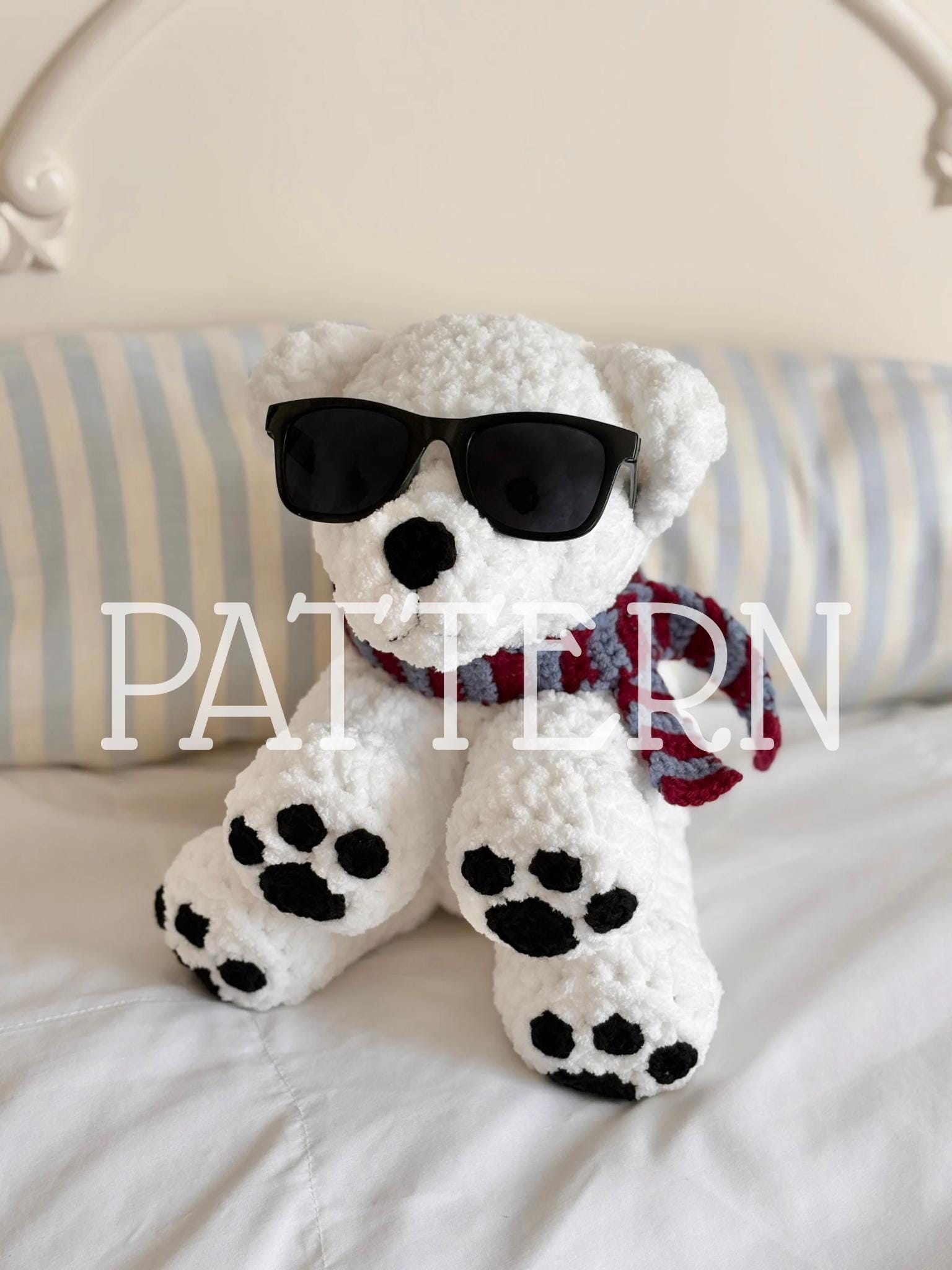DIGITAL PDF PATTERN Minty Bear Plushie (with Photos!) -english and