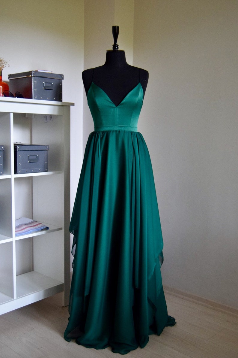 Emerald Chiffon Prom Dress