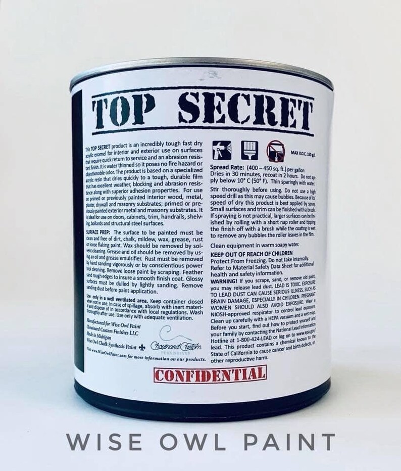 Wise Owl Paint One Hour Enamel GRAY LINEN Quart Furniture Paint Gray