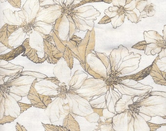 AU Maison Bloom it creme beschichtete Baumwolle natur Blumen Oilcloth Blumenmuster Blumendesign (EUR 21,00/m) Wachstuch