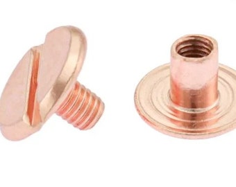 10x Buchschrauben rosegold rose ab 10 Stück (EUR 0,40/St.) 10/5/4 10mm Kopf 5mm hoch 4mm Schraubenlänge 1 Schlitz kupferrot