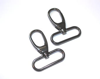 2x Karabinerhaken 40 mm / 38 schwarz silber formschön schwarz-nickel Taschenkarabiner ab 2 Stück (EUR 2,40/St.) Karabiner für Taschen
