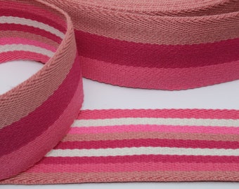 Gurtband 40 mm Streifen rosa pink fuchsia Töne (EUR 3,70/m) gestreift Streifenband Streifen-Look Taschenband Taschengurtband Taschenträger