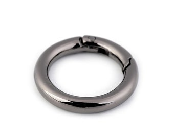 Rundkarabiner schwarz-silber 38 mm / 26 mm (EUR 2,00/St.) Taschenring Rund-Karabiner Ringkarabiner