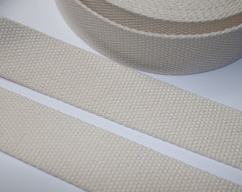 Gurtband Baumwolle recycelt 40 mm natur (EUR 3,20/m) nachhaltig Baumwoll-Gurtband Taschengurtband Taschenträger Taschenband