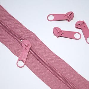 Endlos-Reißverschluss altrosa 5mm (EUR 1,40/m) & Zipper (EUR 0,30/St.) 5 mm Schiene Endlos-Ware Endlos-Reißverschluss rosa