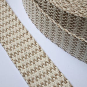 Gurtband Baumwolle Domino sand / natur 40 mm nachhaltig (EUR 4,60/m) Baumwoll-Gurtband recycelt beige Gurt RE