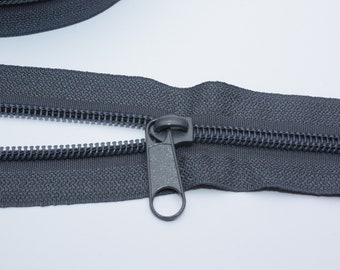 ab 1m Reißverschluss dunkelgrau inkl. 2x Zipper (EUR 1,80/Set) grau 5 mm Schiene Endlos-Ware Endlos-Reißverschluss RESTMENGE