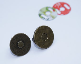 4x Magnetverschluss 18 mm flach altmessing ab 4 Stück (EUR 1,20/St.) Magnetdruckknopf Magnetknopf messing antik