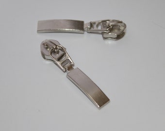 4x Zipper silber 42 mm lang schmal ab 4 Stück (EUR 0,70) für 5 mm Schiene Schieber für Reißverschluss