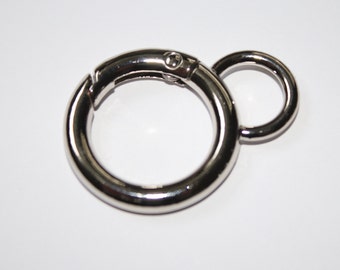 Rundkarabiner mit Öse silber 28 mm / 18 mm (EUR 1,90/St.) Anhänger Tasche Schlüsselanhänger Schlüsselring Schlüsselkarabiner NEU