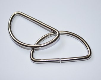 8x D-Ring 40 mm silber ab 8 Stück (EUR 0,40/St.) 38/40mm D-Ringe  20 mm Durchlasshöhe Taschenring