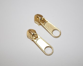 5x Zipper gold ab 5 Stück (EUR 0,40/St.) Schieber für 5 mm Schiene Spirale