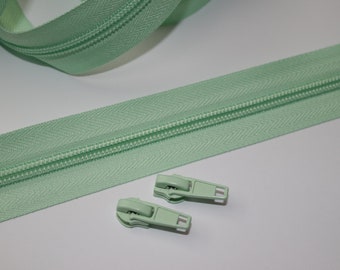 Reißverschluss minze jade mint grün jadegrün + Zipper Autolock (EUR 1,80/Set) 5 mm Schiene Endlos-Reißverschluss Endlos-Ware