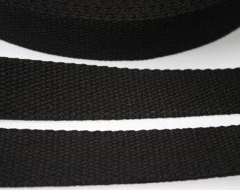 Gurtband Baumwolle 25 mm schwarz (EUR 2,00/m) Baumwoll-Gurtband Taschengurtband Taschenträger Taschenband Träger Gurt Taschengriff Riemen