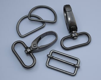 SET Karabinerhaken + Schieber + D-Ringe 30 mm altsilber (EUR 13,40/Set) Versteller D-Ring Taschenkarabiner antiksilber Taschenzubehör