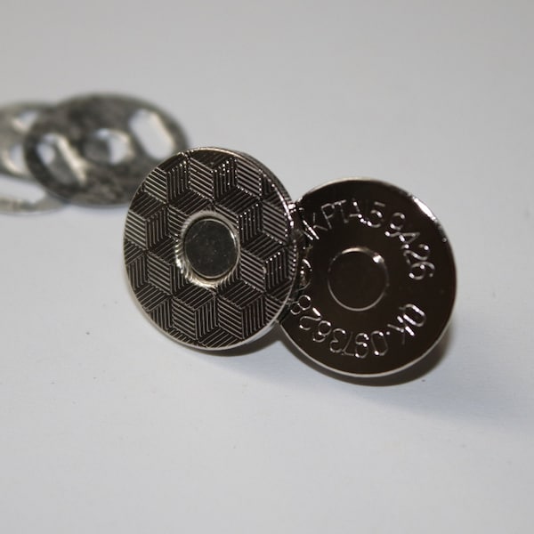 4x Magnetverschluss 18 mm flach silber ab 4 Stück (EUR 1,20/St.) Magnetdruckknopf Magnetknopf