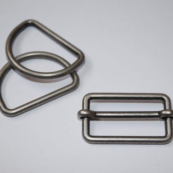 SET Schieber + D-Ringe 30 mm altsilber (EUR 5,50/Set) Versteller beweglich D-Ring antiksilber Taschenzubehör