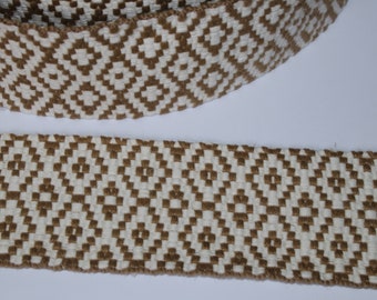 Gurtband 50 mm mit Dekor beige / natur (EUR 4,50/m) Design Taschenband Möbelgriff Taschengurtband Taschenträger Träger Gurt Tragegurt
