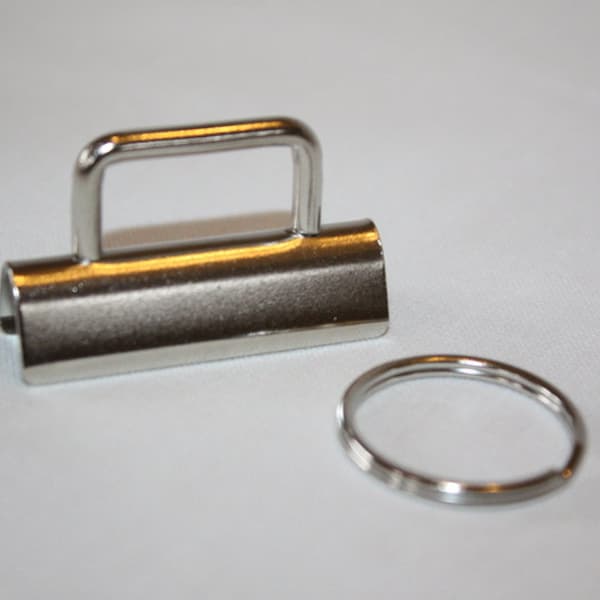 5x Schlüsselband Rohling 40 mm silber ab 5x (EUR 1,20/St.) & Ring Schlüsselring Klemmschließe für Schlüsselanhänger Schlüsselband