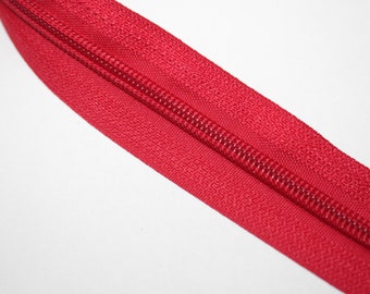 3m oder 5m Reißverschluss rot 5mm Endlos-Ware (EUR 0,80/m) mit / ohne Zipper 5 mm Schiene Endlos Ware Endlos-Reißverschluss