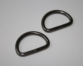 2x D-Ring schwarz-silber 25 mm ab 2 Stück (EUR 0,50/St.) D-Ringe 3,5 mm Stärke schwarz silber