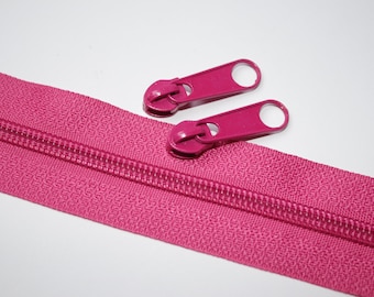 Reißverschluss pink inkl. 2x Zipper (EUR 2,20/Set) 5 mm Schiene Endlos-Ware Endlos-Reißverschluss