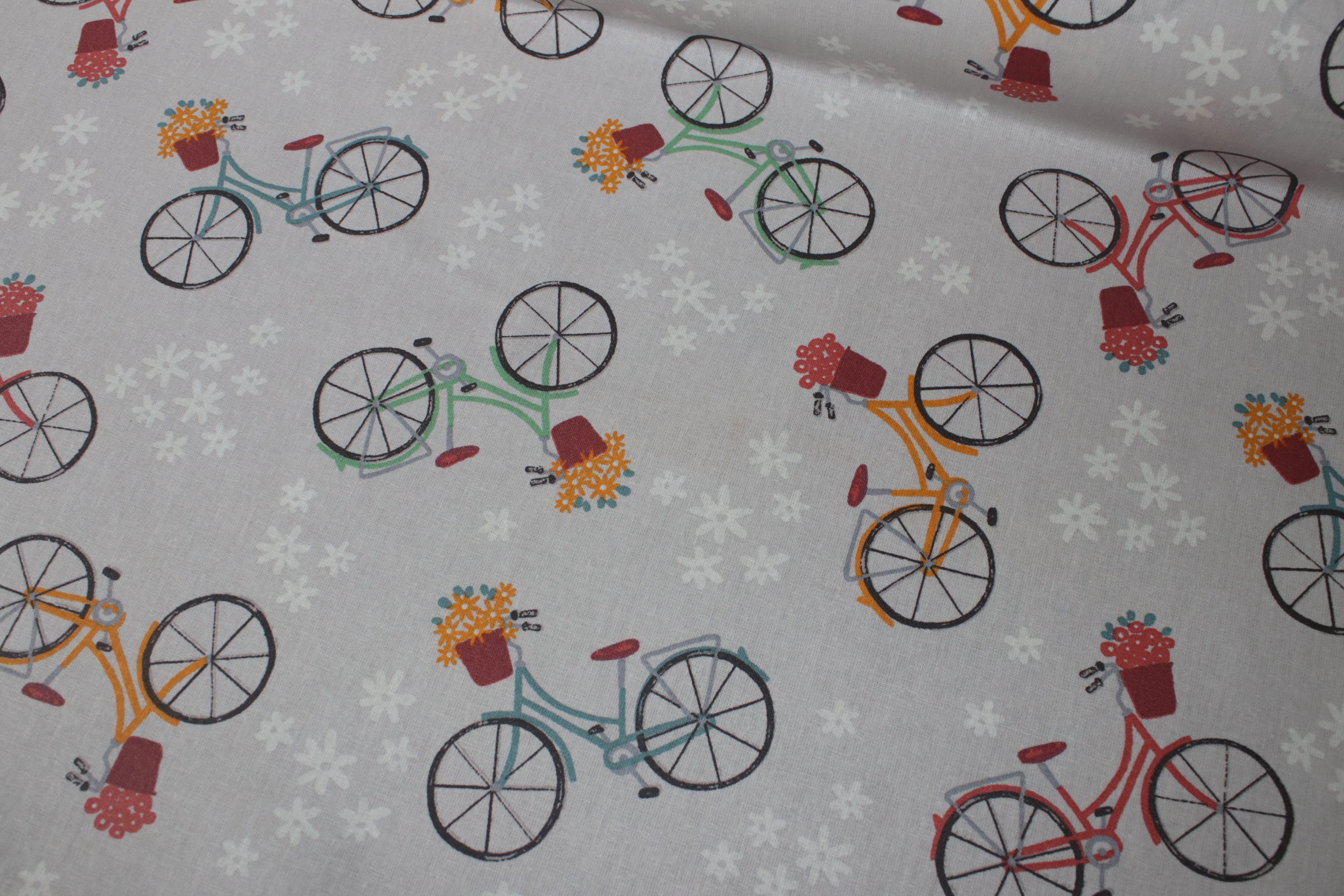 Fahrrad Stoff Meterware Jute-Stoff Bedruckt Bicycle Love Stoffe