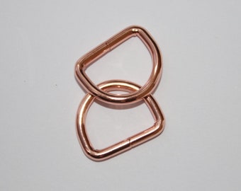 4x D-Ring 16 mm rosegold rose ab 4 Stück (EUR 0,80/St.) D-Ringe kupferrot glänzend RESTMENGE