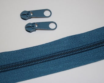 ab 1m Reißverschluss petrol inkl. Zipper 5mm Schiene Endlos-Ware (EUR 2,20/Set) Endlos-Reißverschluss blau