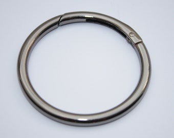 Rundkarabiner XXL schwarz-silber 59 mm / 50 mm (EUR 2,90/St.) Ring Rund-Karabiner Schlüsselring Ringkarabiner Schlüsselkarabiner Taschenring