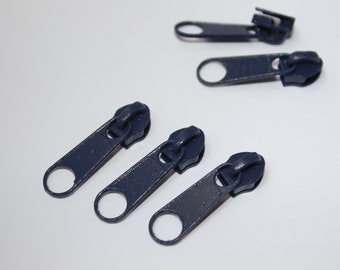 5x Zipper blau 5mm dunkelblau ab 5 Stück (EUR 0,30/St.) für 5 mm Endlos-Reißverschluss Schieber Reißverschluss-Schieber