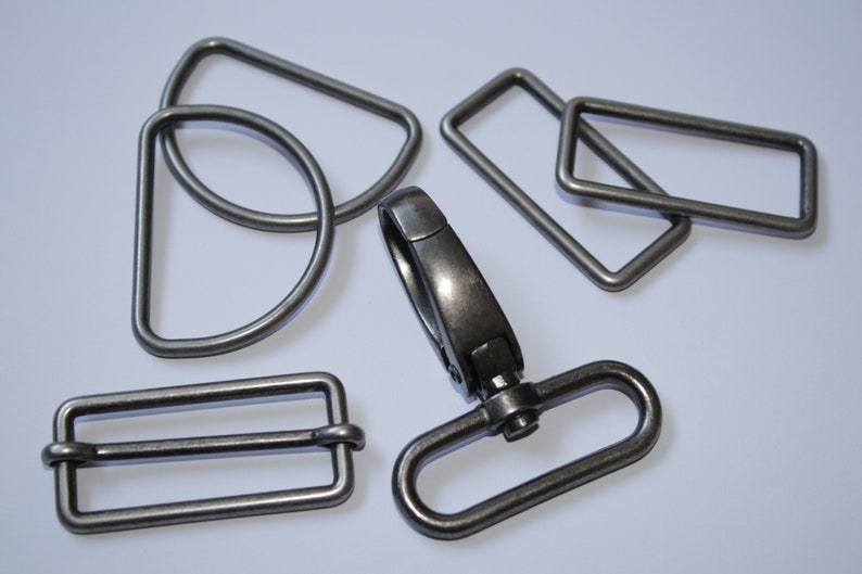 SET 40 mm altsilber Schieber D-Ringe EUR 6,65/Set antiksilber D-Ring Union Gurtversteller Halbring Gurtbandversteller Union-Knopf RESTME Bild 3