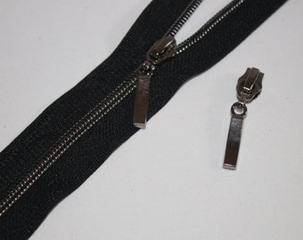 Reißverschluss Metall schwarz-silber inkl. Zipper (EUR 2,80/1m-Set) 5 mm Schiene Endlos-Ware Endlos-Reißverschluss gunmetall