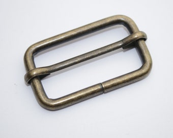 2x Schieber 40 mm beweglich altmessing Stahl ab 2 Stück (EUR 1,50/St.) messing antik Gurtbandversteller bronze antik