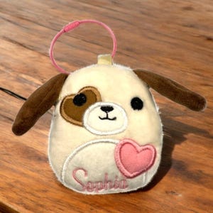 Sleutelhanger pluche hond naam hanger sleutelhanger rugzak naamplaatje koffer tag schooltas schooltas gepersonaliseerd