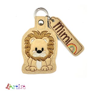 Porte-clés pendentif nom lion porte-clés sac à dos étiquette nominative étiquette de bagage sac d'école cartable personnalisé