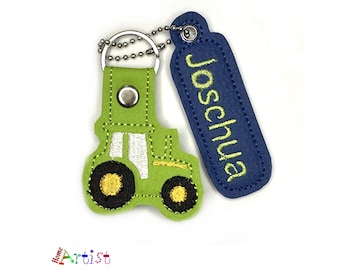 Tractor Keyring Name Pendant Personalised snaptag Backpack Name Tag Suitcase Tag School Bag School Bag School Bag