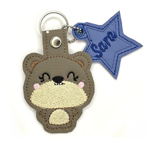 Bear Keyring Name Pendant Personalised snaptag Backpack Name Tag Suitcase Tag School Bag School Bag School Bag