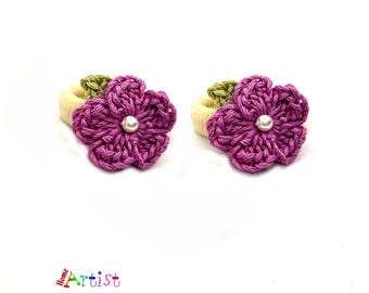 Mini Baby Gummibänder Set mit 2 Blume Schmetterling Haargummi Zopfgummis - freie Farbwahl Haarschmuck Mädchen Kind Hair clips Kinder