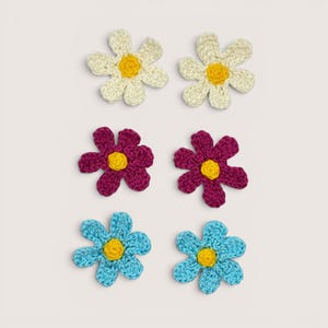 6 Flower crochet applique flores aplicacion patch free colors choice