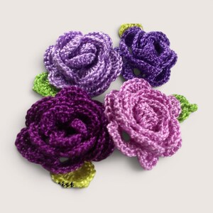 4 Flower crochet Rose applique flores aplicacion parche free colors choice