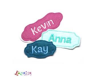 Name tag patch application iron-on patch for children name desired name color choice iron-on monogram