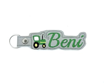 Keyring with Name Pendant Personalised Key Ring Trolley Tag Backpack Name Tag Suitcase Tag School Bag Name Handmade Embroidered Choice Name