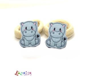 Mini gumki dziecięce Zestaw Hipopotam z 2 gumkami do włosów w kształcie hipopotama Gumka - dowolny wybór kolorów akcesoria do włosów dla dziewczynek dziecięce spinki do włosów dla dzieci