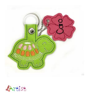 Llavero tortuga personalizable con nombre, etiqueta para bolso, etiqueta para nombre, llavero, mochila, etiqueta para equipaje, bolso escolar