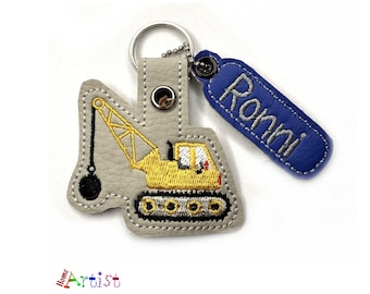 Digger Keyring Name Pendant Personalised snaptag Backpack Name Tag Suitcase Tag School Bag School Bag School Bag