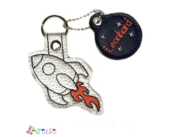 Rocket Keyring Name Pendant Personalised snaptag Backpack Name Tag Suitcase Tag School Bag School Bag School Bag
