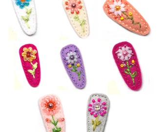 Blume Hand Bestickt Baby Haarspange - freie Farbwahl Haarschmuck Mädchen Kind Hair clips Kinder